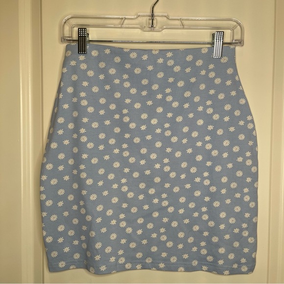 Nordstrom Blue Ditsy Floral Bodycon Mini Skirt S - Picture 7 of 14